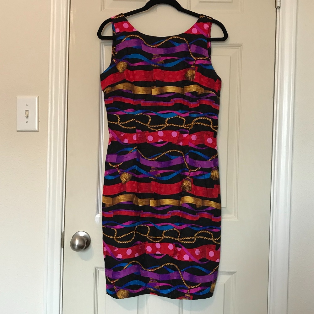 Maggy London Vintage Sleeveless Ribbon Print Dress